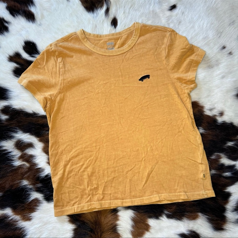 Vans Yellow Short Sleeve Tee with Embroidered Logo